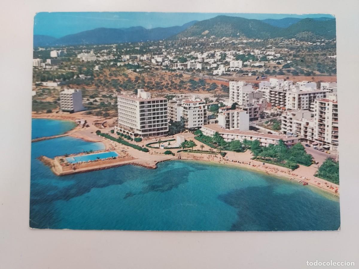 Postales: POSTAL IBIZA HOTELES IBIZA Y PLAYA Y FIGUERETES. PLAYA DE S'ES FIGUERETES. CIRCULADA. VERDERA