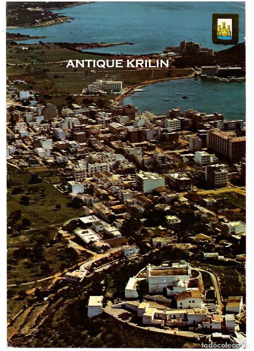 Postales: IBIZA N&ordm; 354 SANTA EULALIA DEL RIO , VISTA AEREA / ESCUDO DE ORO / FRANQUEADA