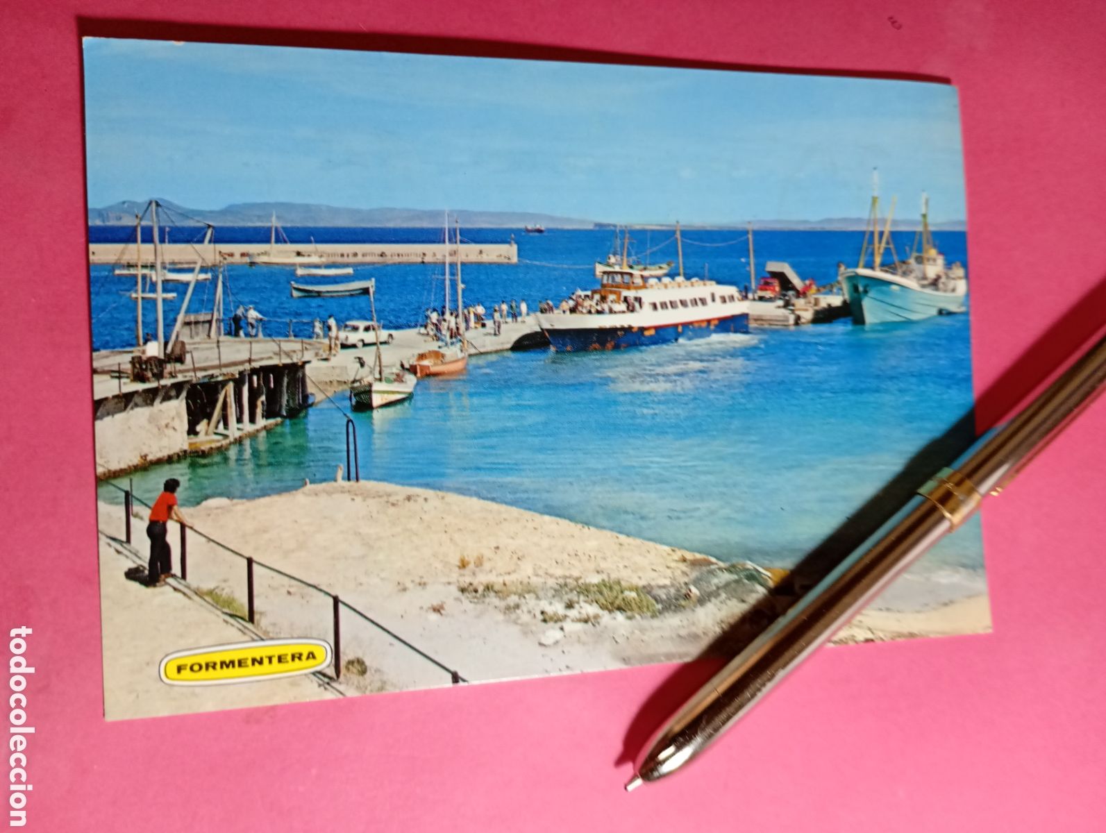 Postales: FORMENTERA (PTIUSAS, BALEARES) PUERTO DETALLE DESEMBARCADERO . COLOR CIRCULADA