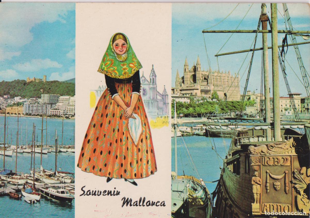 Postales: MALLORCA, SOUVENIR DE MALLORCA - DAMA DEL PARAGUAS N&ordm;64 - ESCRITA 1967
