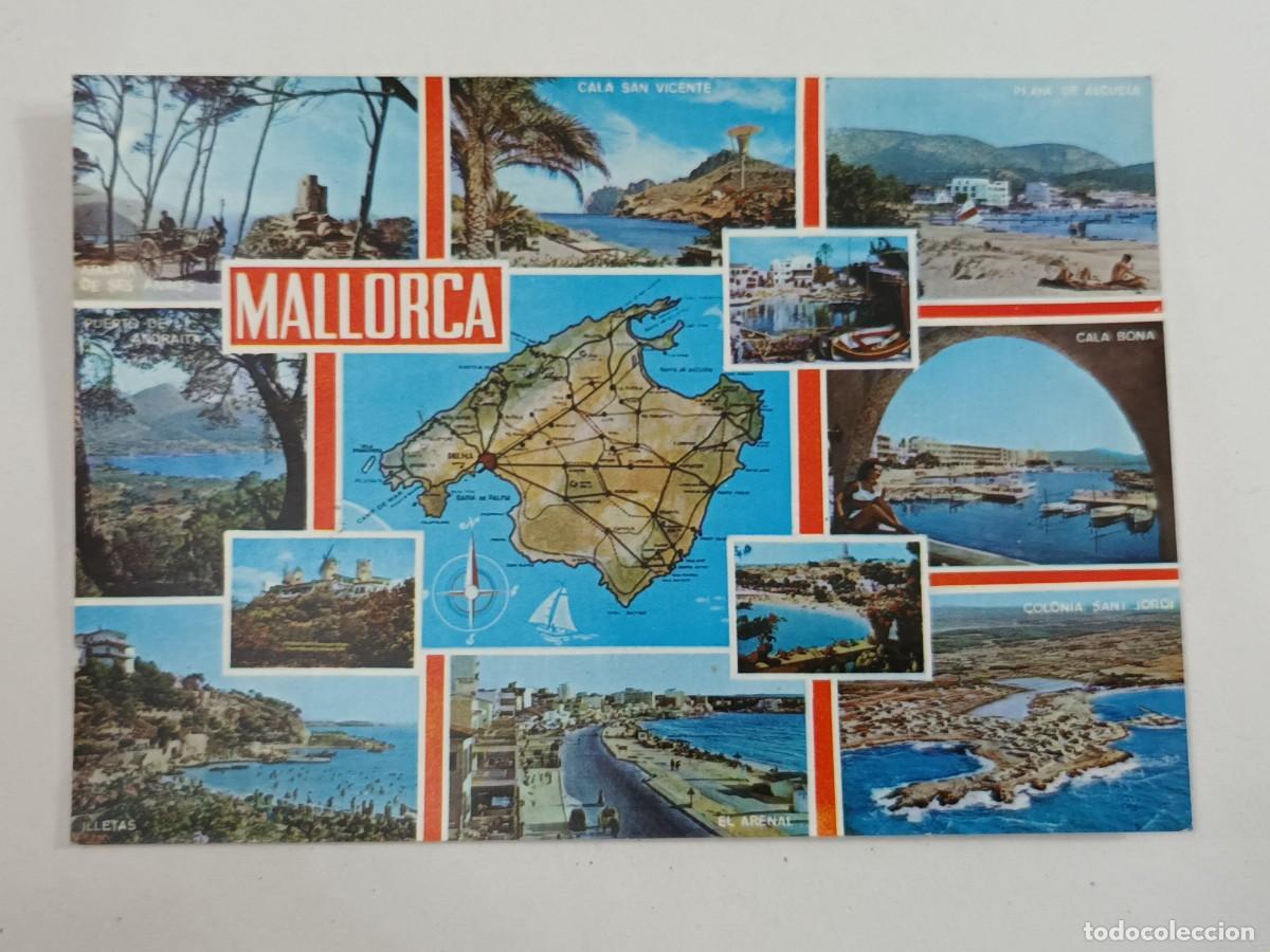 Postales: MALLORCA. VISTAS VARIAS Y MAPA DE LA ISLA (1968) - FRANQUEO