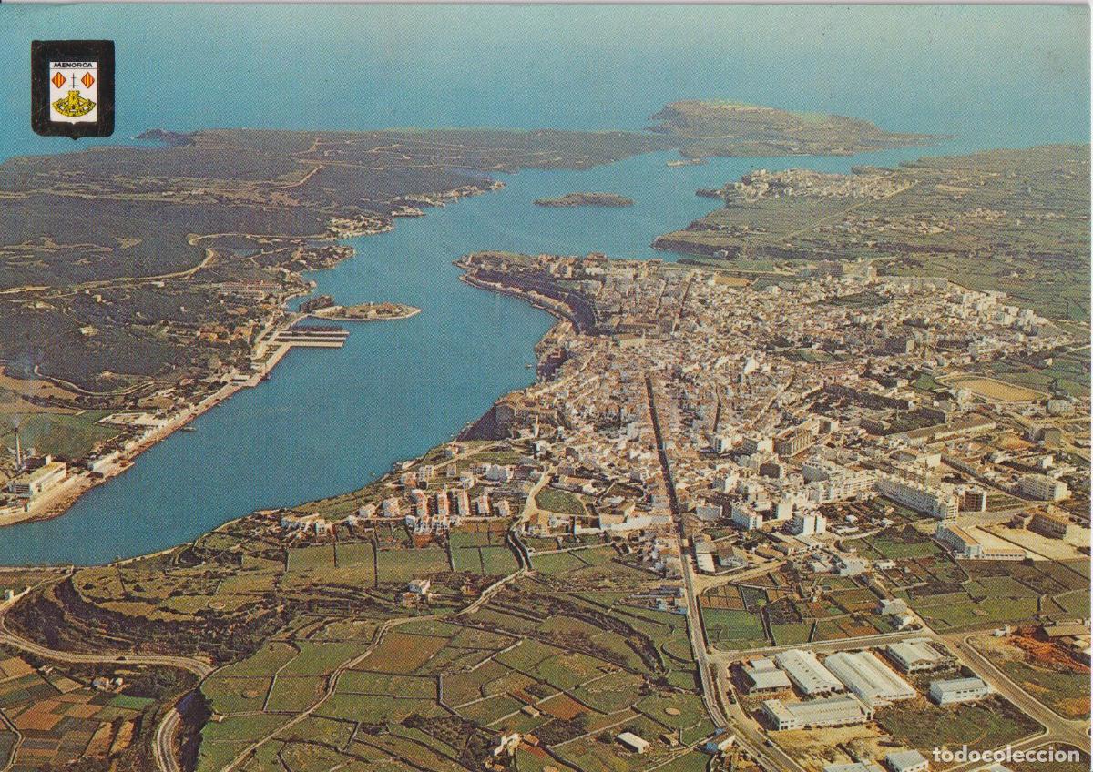 Postales: BALEARS, MENORCA, VISTA GENERAL PUERTO Y CIUDAD - ESCUDO DE ORO N&ordm;94 - ESCRITA