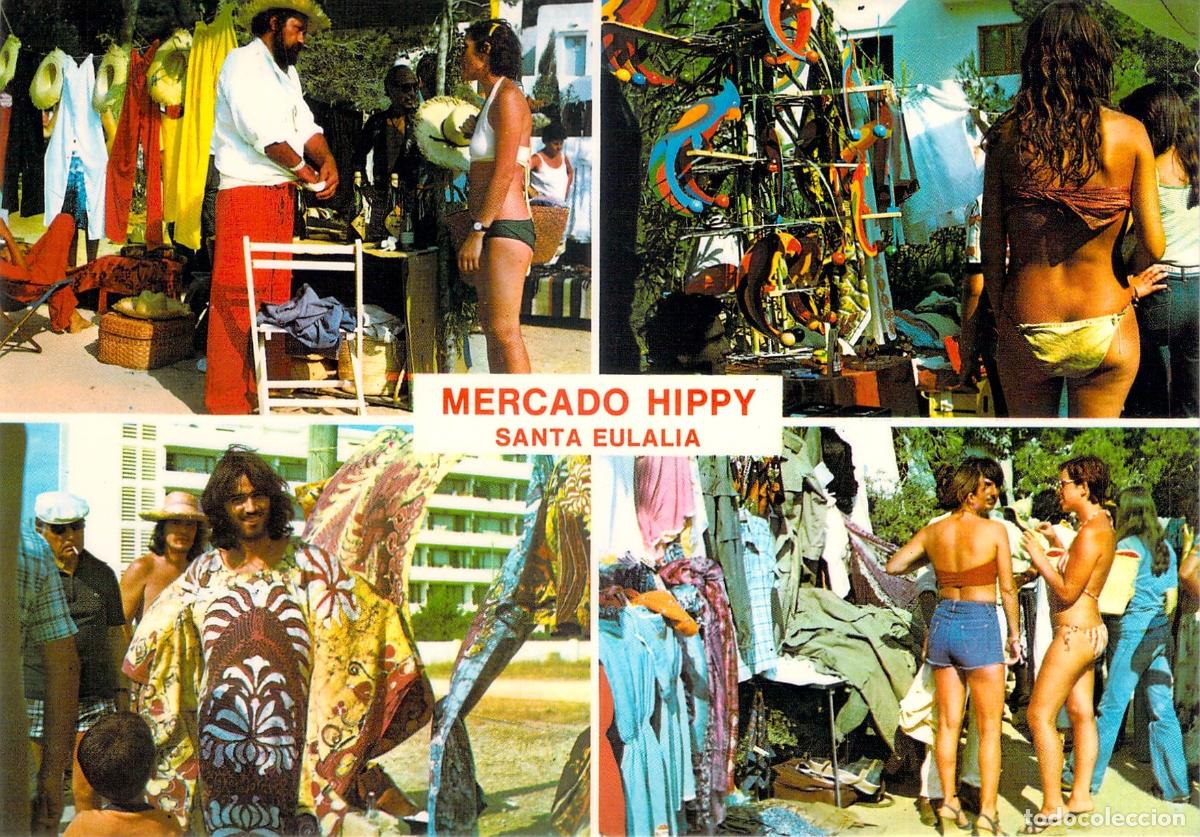 Postales: Postal de Ibiza, Mercado Hippy en Santa Eulalia del Rio