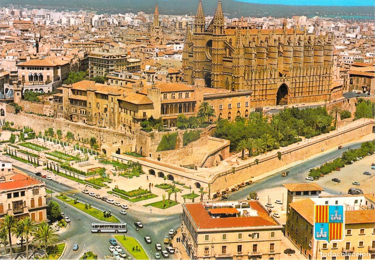 Postales: Postal de la Catedral y el Huerto del Rey en Palma de Mallorca