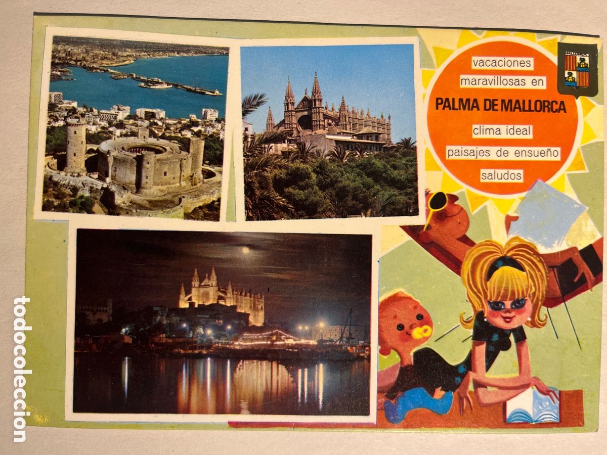 Postales: POSTAL. Mallorca. Castell de Bellver i Catedral. Palma.
