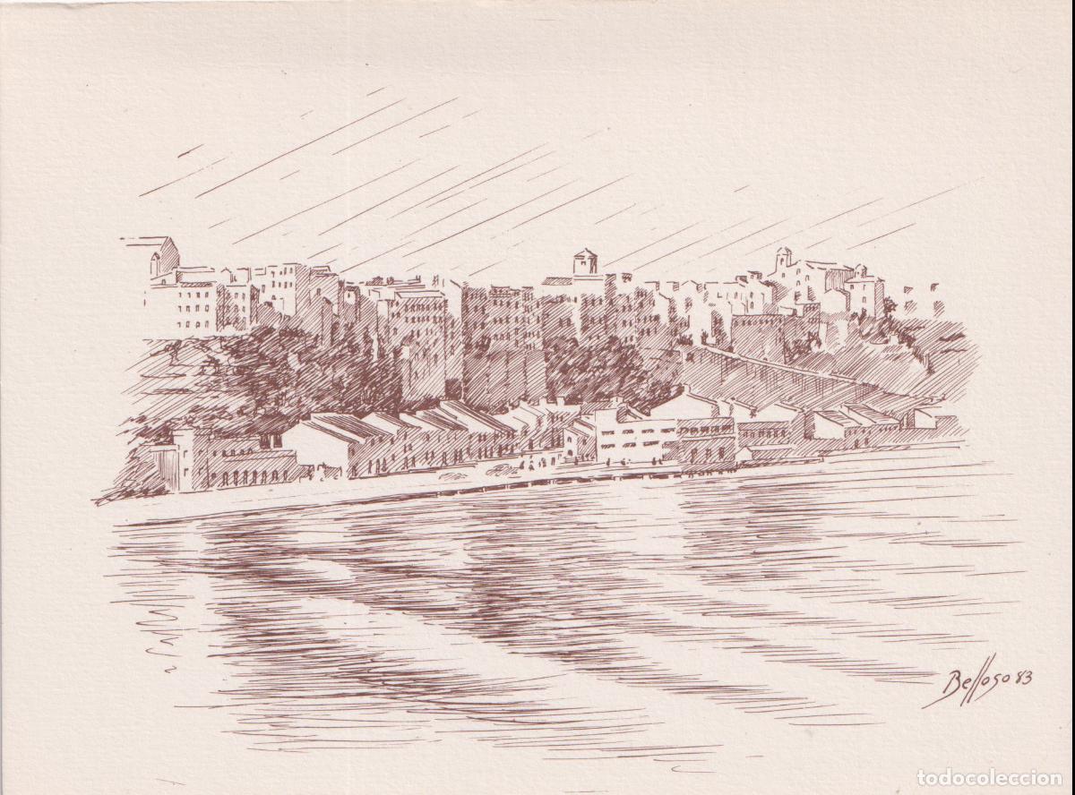 Postales: POSTAL PLUMILLA &ndash; MENORCA, PUERTO DE MAH&Oacute;N &ndash; AUTOR: ALBERTO BELLOSO &ndash; S/C &ndash; (12X16)