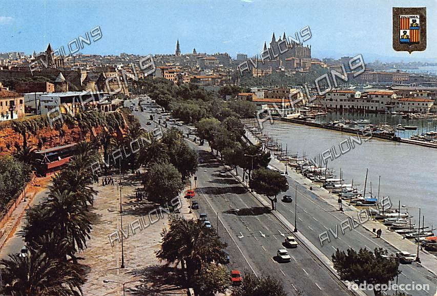 Postales: Paseo Mar&iacute;timo y Catedral (Palma de Mallorca) - Sin Circular - a&ntilde;os 70