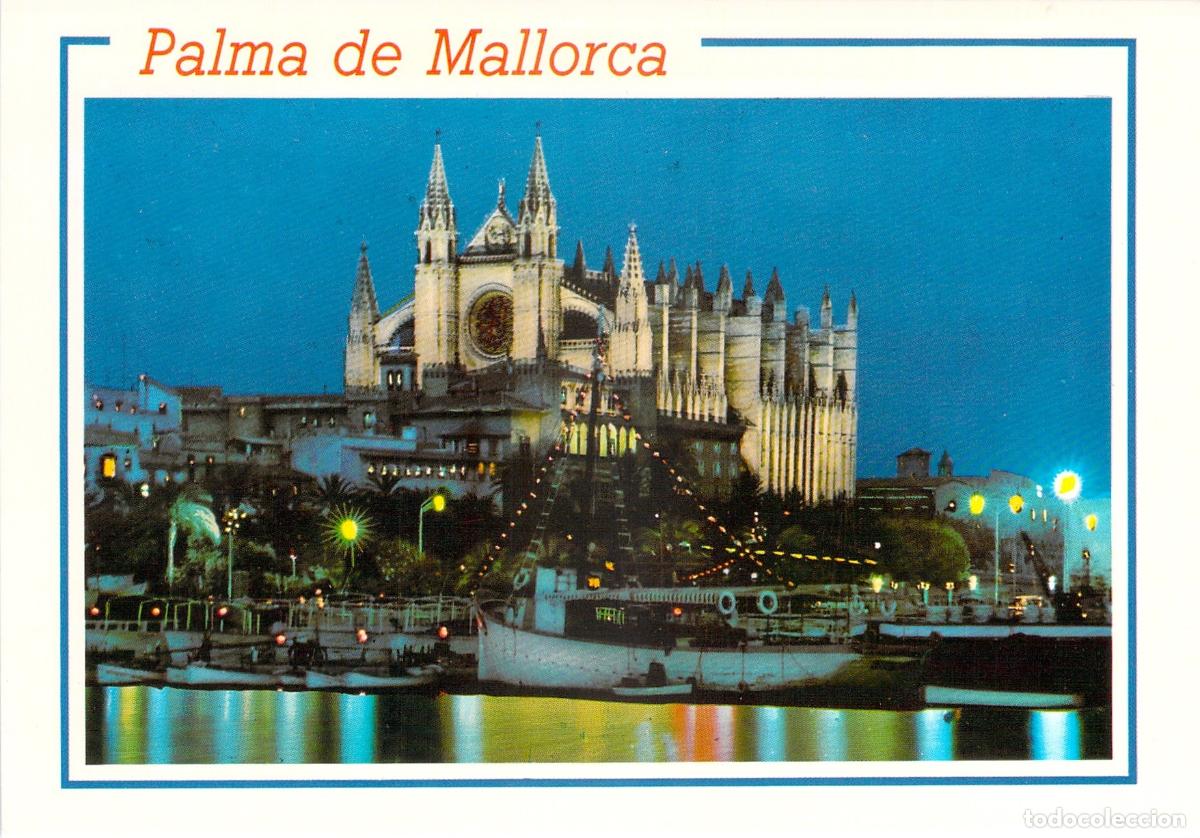 Postales: Postal de Palma de Mallorca Vista nocturna de la Catedral