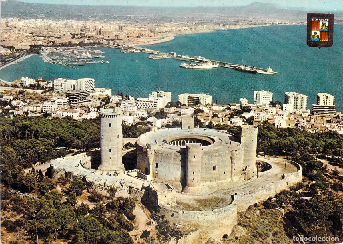 Postales: Postal de Palma de Mallorca con Castillo de Bellver y Puerto