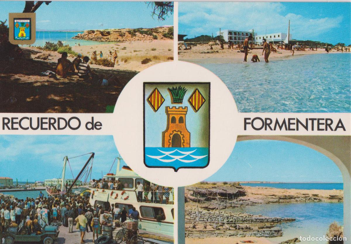 Postales: BALEARES, RECUERDO DE FORMENTERA, PLAYA ES PUJOLS, VISTA GENERAL - ESCUDO DE ORO N&ordm;15 - S/C