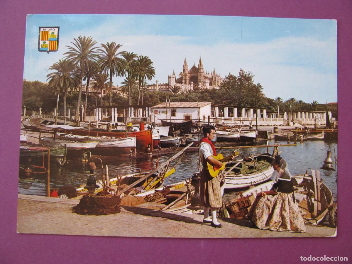 Postales: POSTAL DE MALLORCA. PALMA. MUELLE DE PESCADORES Y CATEDRAL. FISA. CIRCULADA 1964
