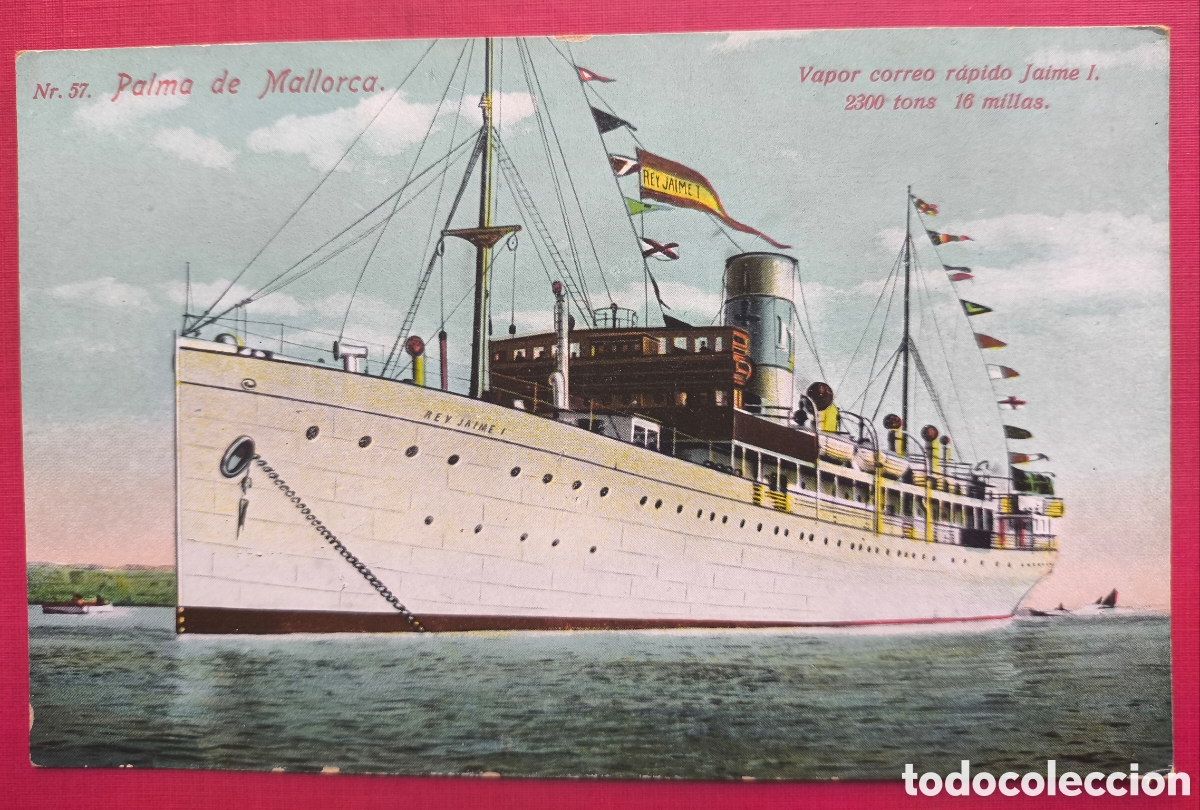 Postales: PALMA VAPOR BUQUE JAIME I POSTAL A COLOR BALEARS C. 1915