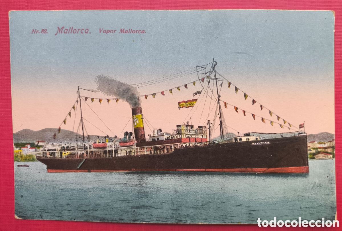 Postales: PALMA VAPOR BUQUE MALLORCA POSTAL A COLOR BALEARS C. 1915