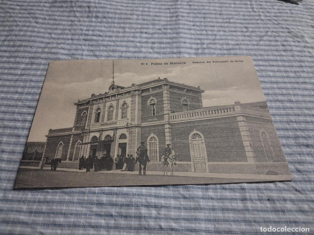Postales: Postal antigua Mallorca. Palma. Estaci&oacute;n del Ferrocarril de S&oacute;ller. J. Obradors