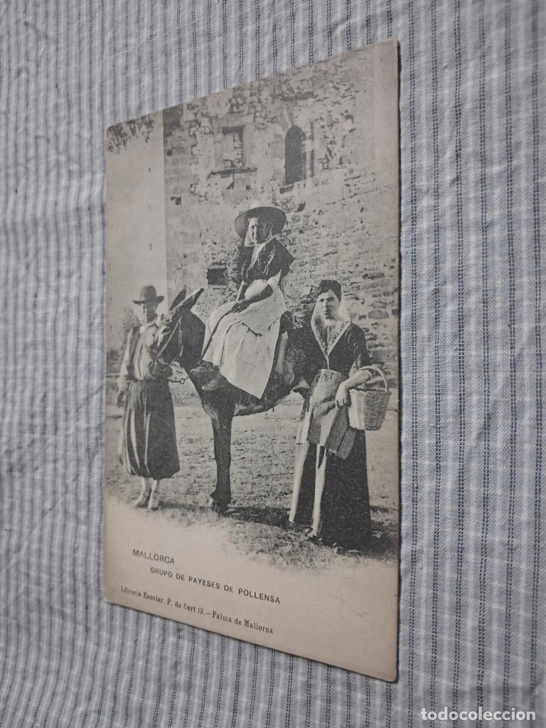 Postales: Postal antigua Mallorca. Grupo de Payeses de Pollensa. Librer&iacute;a Escolar. Dorso dividido