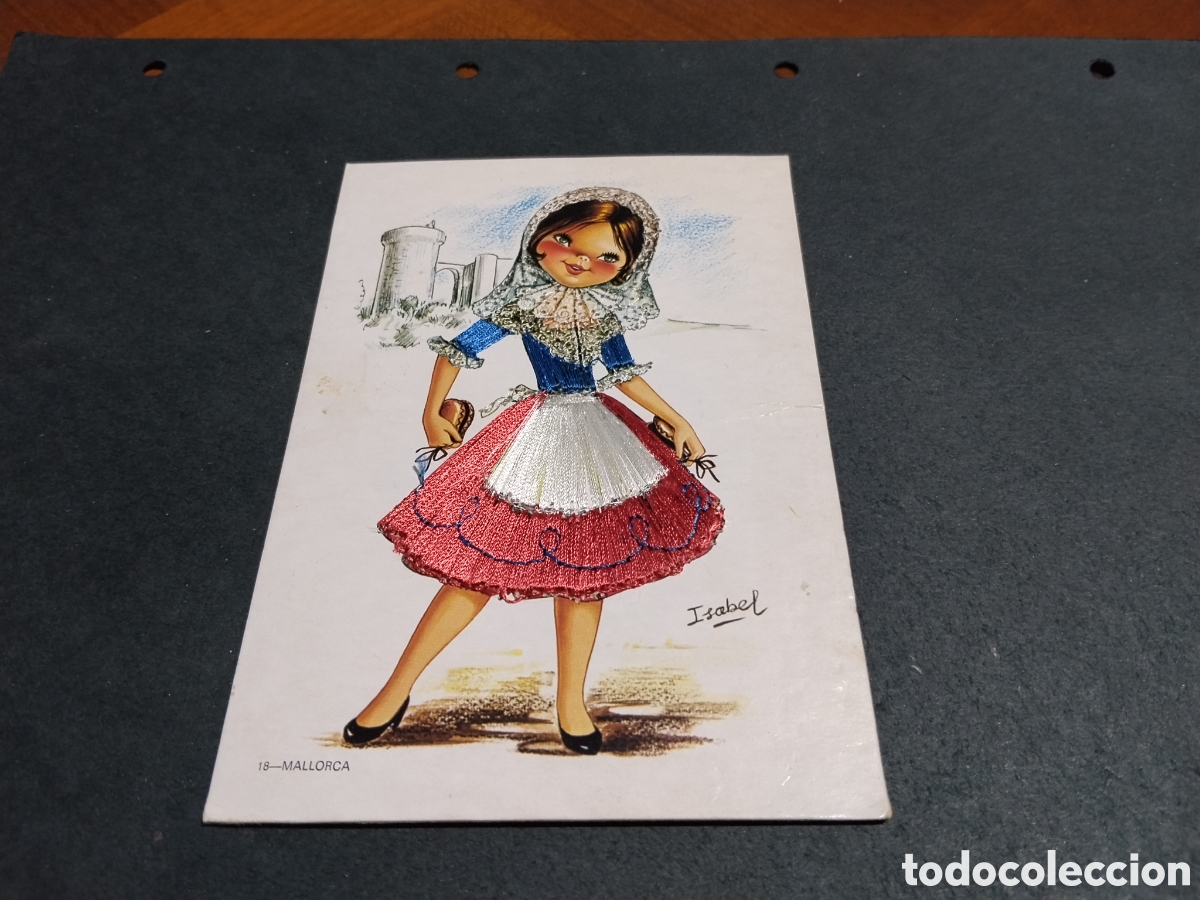 Postales: Postal Mallorca dibujo chica traje bordado