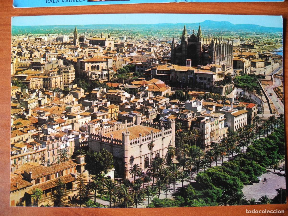 Cartes Postales: Mallorca. Palma. Vista a&eacute;rea del Paseo de Sagrera. La Lonja y la Catedral. Circulada 1982