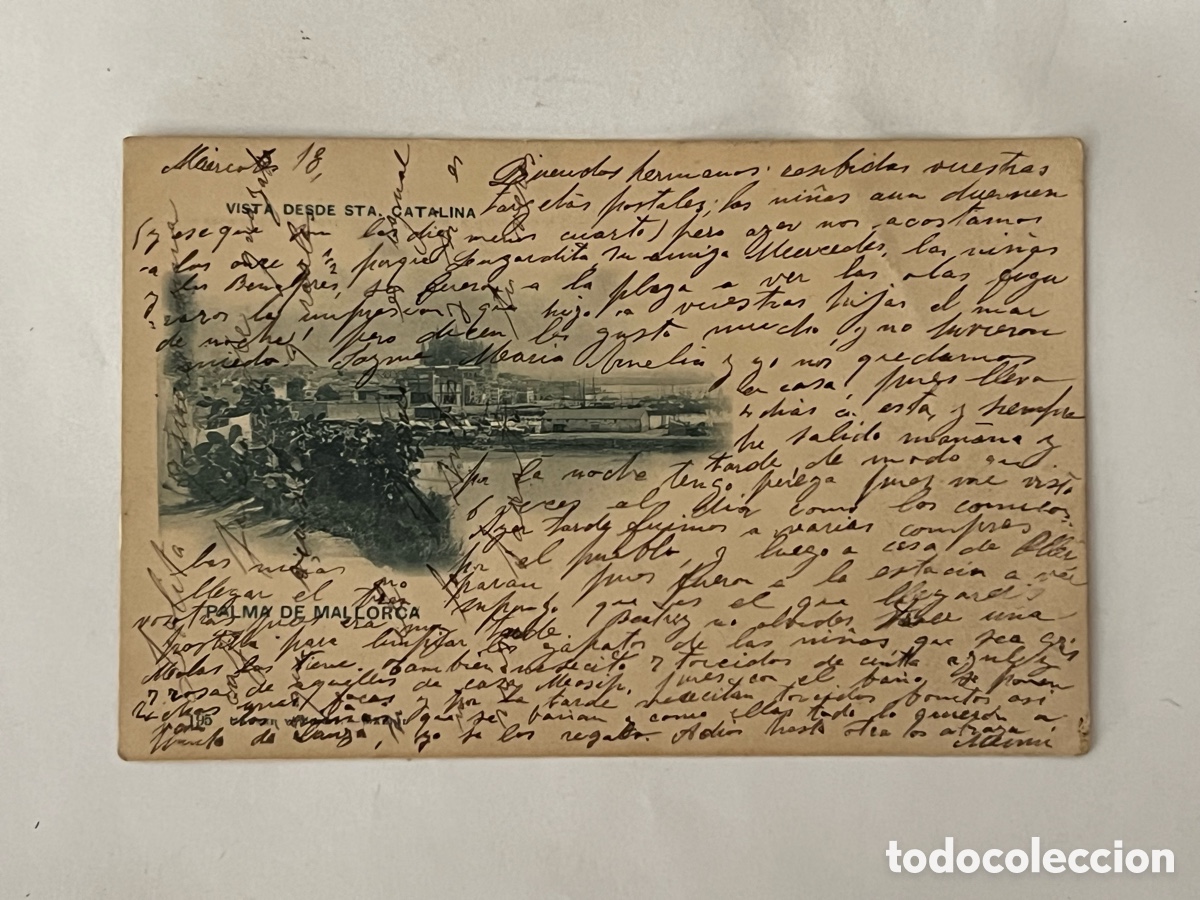 Postales: PALMA DE MALLORCA Postal Vista desde Sta Catalina. Circulada al Dr V&iacute;ctor Soley Geli, M&eacute;dico catal&aacute;n