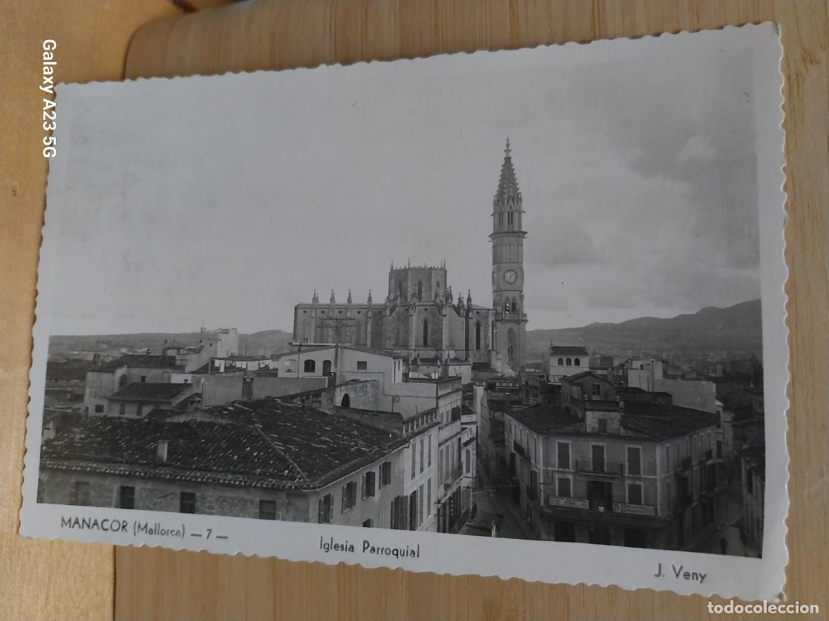 Postales: MANACOR MALLORCA IGLESIA PARROQUIAL ED J VENY 7 CIRCULADA A&Ntilde;O 1952