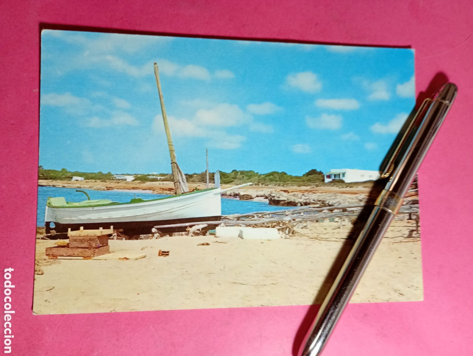 Postales: FORMENTERA (BALEARES PITIUSAS) PLAYA DE ''MIGJORN ''- color, circulada