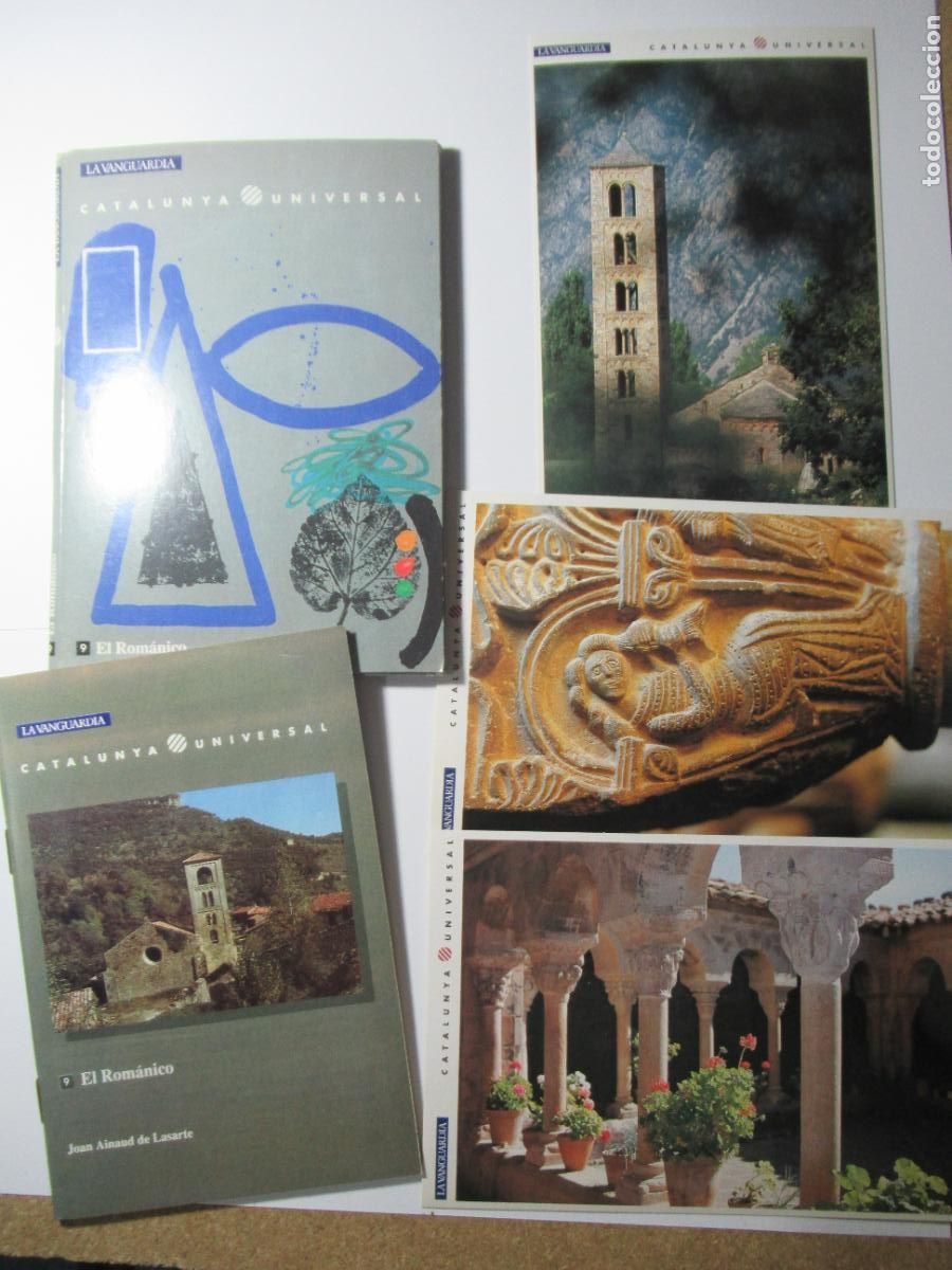 Postales: El Rom&aacute;nico - Catalunya Universal 9 - La Vanguardia - 3 postales y librito 48 p&aacute;ginas