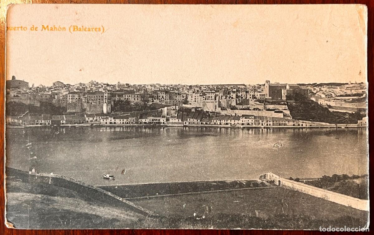 Postales: MAHON, BALEARES, PUERTO, AL PARECER SE TRATA DE LA MITAD DE UNA POSTAL DOBLE, QUE SOLO HA CONSERVADO