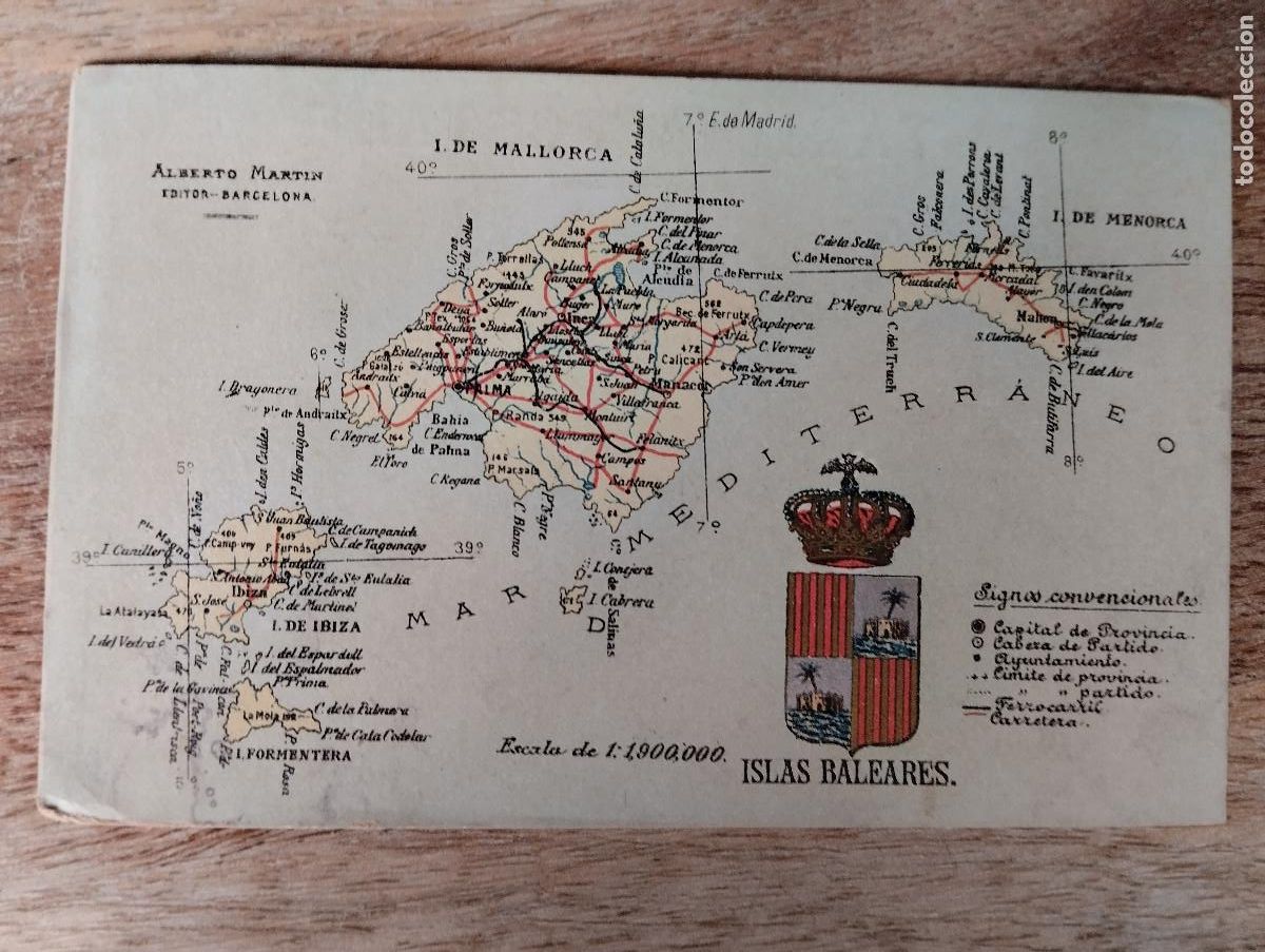 Cartoline: POSTAL. ISLAS BALEARES. MAPA FISICO. MALLORCA IBIZA FORMENTERA MENORCA