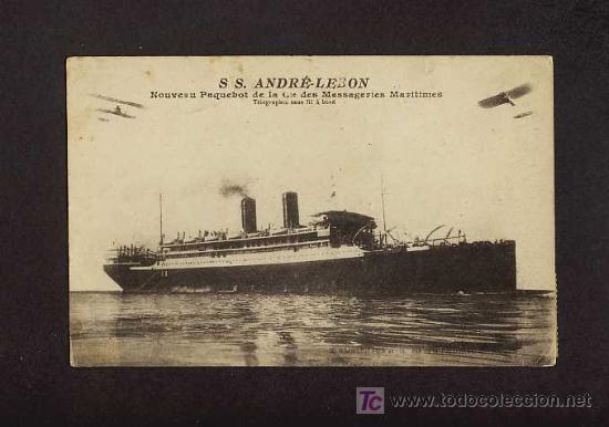 Postales: Postal de BARCOS: Francia: El S.S.Andr&eacute; Lebon - Foto 1