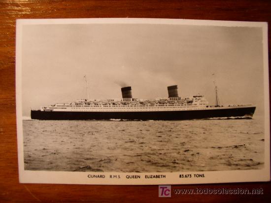 Postales: Cunard R.M.S. Queen Elizabeth. - Foto 1