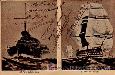 Postales: BARCOS. EL PAR&Iacute;S DEL A&Ntilde;O 1914. EL PAR&Iacute;S DE 1851. - Foto 1