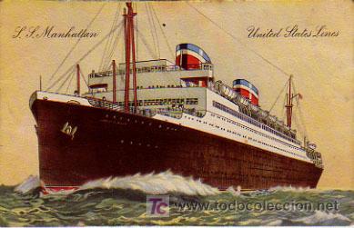 Postales: S. S. MANHATTAN. UNITED STATES LINES. - Foto 1