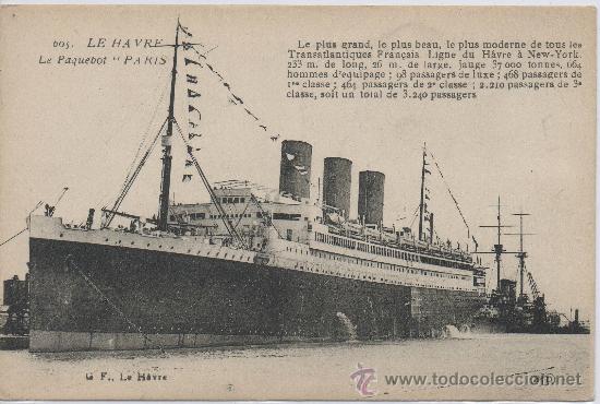 Postales: POSTAL DEL BARCO PARIS EN LE HAVRE - Foto 1
