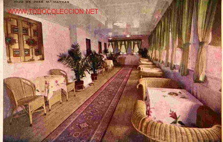Postales: CIUDAD DE BARCELONA Y PALMA, VERANDA BAR - Foto 1
