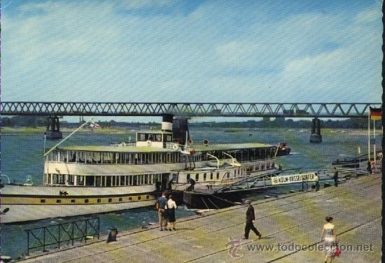 Postales: Postal barco en el rio Rin en D&uuml;sseldorf / Sin circular / Animada - Foto 1
