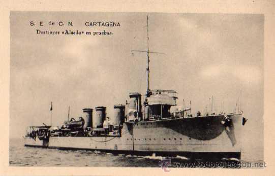 Postales: S.E DE C.N - CARTAGENA - DESTROYER ALSEDO EN PRUEBAS - Foto 1