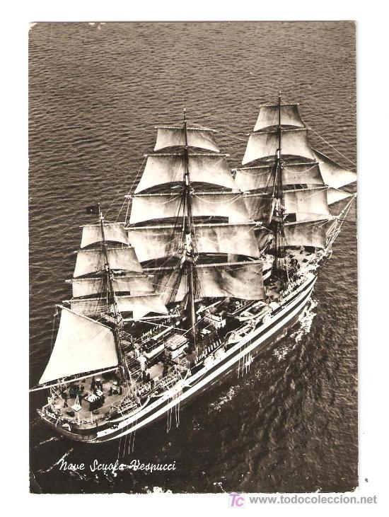 Postales: BARCO ESCUELA VESPUCCI. CIRCULADA EN 1966. - Foto 1