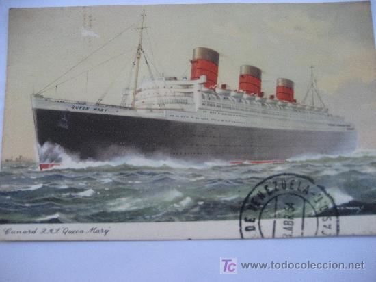 Postales: Cunards. R.M.S. Queen Mary. Postal circulada 1954. - Foto 1