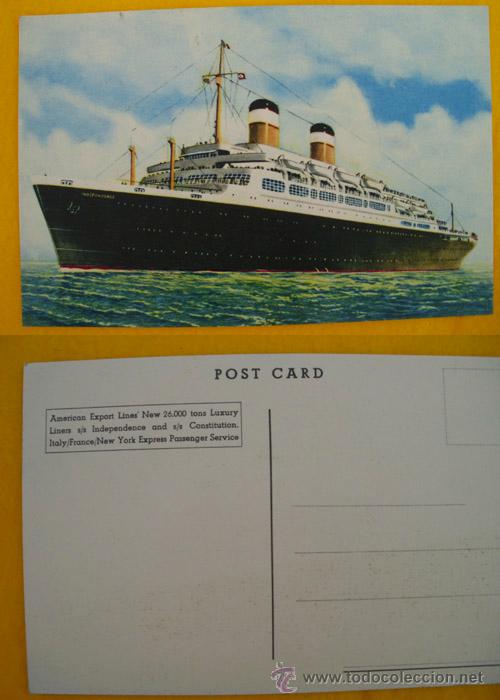 Postales: Antigua Postal :  American Export Lines - S/S INDEPENDENCE - Foto 1