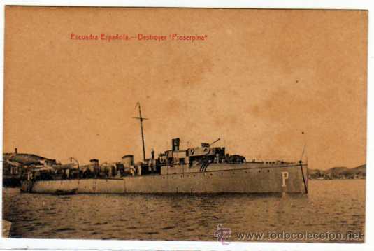 Postales: Escuadra española. Destroyer Proserpina. Ed J. Casaú. Fotógrafo. Sin circular. - Foto 1 - 21652755