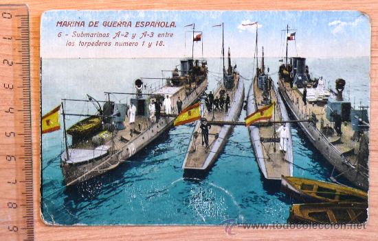 Postales: ARMADA ESPA&Ntilde;OLA. POSTAL COLOREADA. SUBMARINOS Y TORPEDEROS. - Foto 1