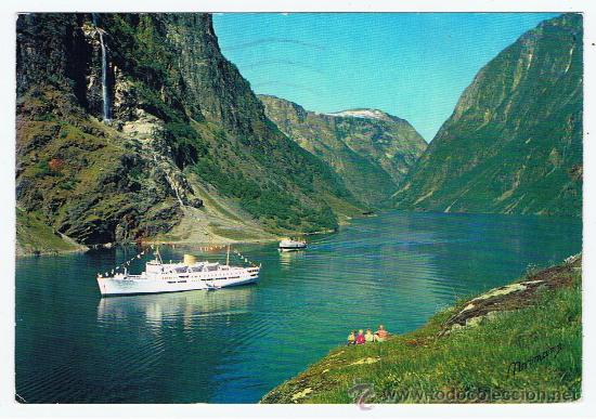 Postales: fiordos de noruega escrita en aleman - Foto 1