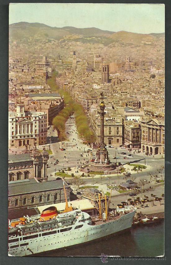 Postales: BARCELONA PUETO DE LA PAZ COLON Y RAMBLAS - Foto 1