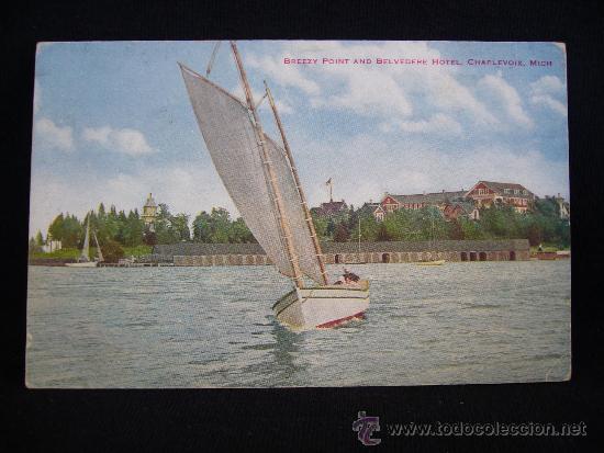 Postales: Postal Barcos. Charlevoix. Mich. A&ntilde;o 1920. - Foto 1
