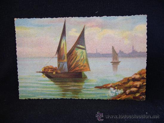 Postales: Postal Cuadro de Barco a Vela. - Foto 1