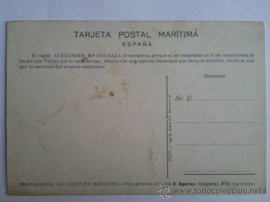 Postales: POSTAL MARITIMA, VAPOR ALEXANDER M&ordm; DOUGALL - Foto 2