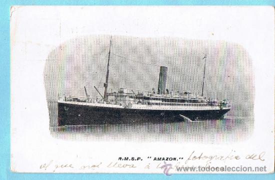 Postales: R. M. S. P. AMAZON. CIRCULADA, 1910 - Foto 1
