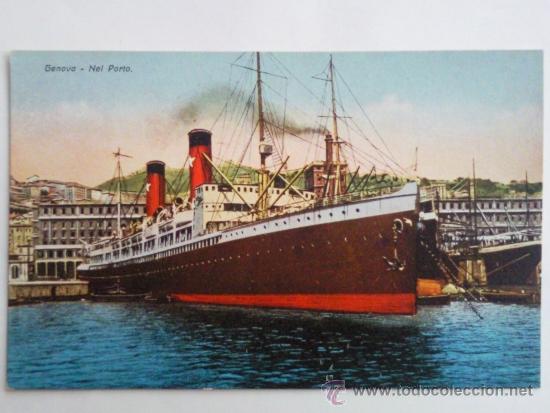 Postales: POSTAL TRANSATLANTICO EN EL PUERTO DE GENOVA - Foto 1