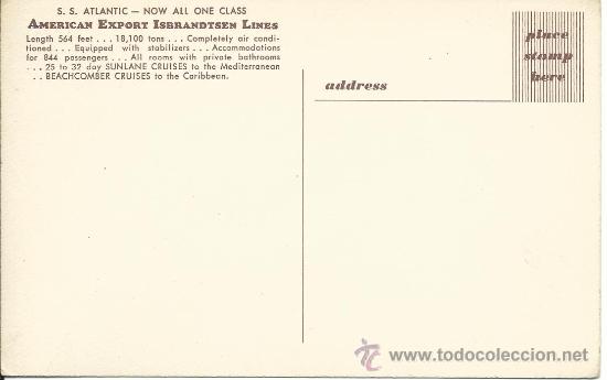 Postales: S.S. ATLANTIC.-AMERICAN EXPORT ISBRANDTSEN.- - Foto 2