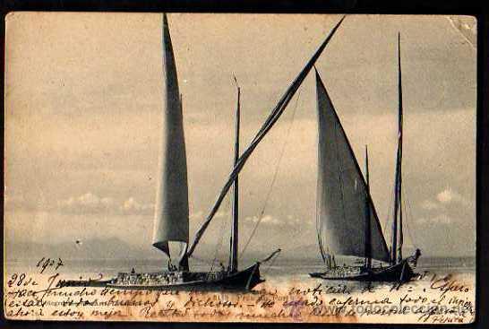 Postales: Antigua postal circulada en 1907. Veleros de carga. - Foto 1