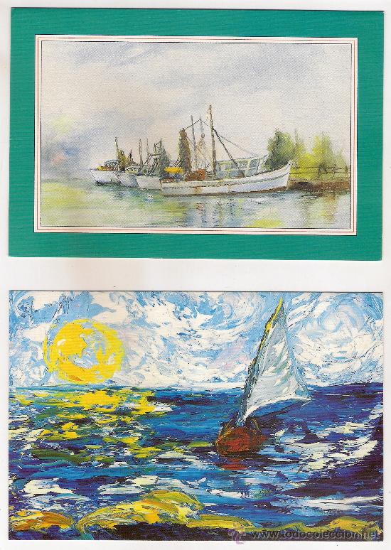 Postales: -47882 2 POSTALES PINTURA BARCOS, SIN CIRCULAR - Foto 1